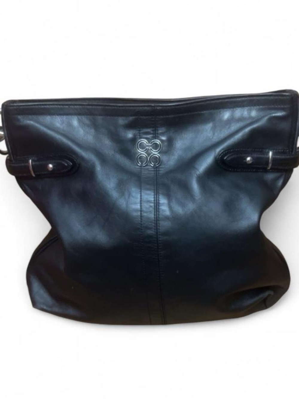 Coach Black Leather Hobo Shoulder Bag Silver Hardware